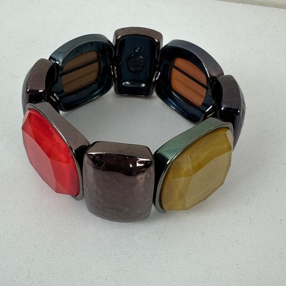 Bill Blass Stretchy Bracelet Stone Bracelet Red Brown - Picture 2 of 6